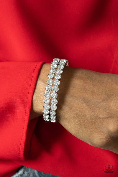 Megawatt Majesty - White bracelet Paparazzi Accessories