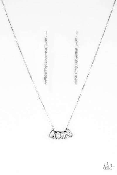 Deco Decadence - White rhinestone necklace Paparazzi