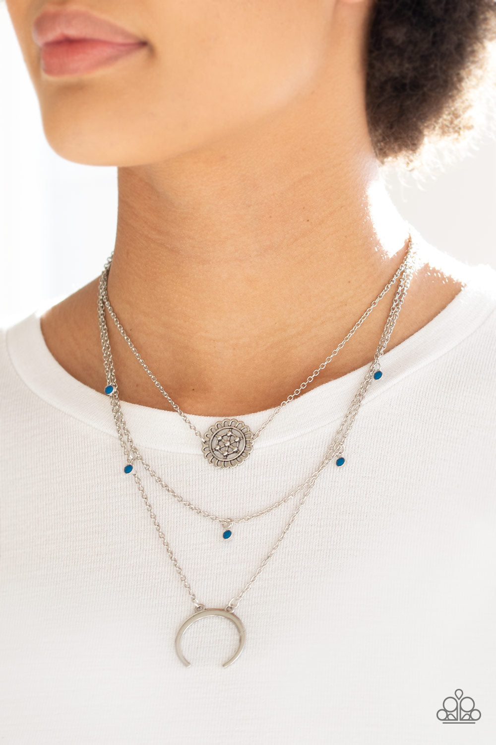 Lunar Lotus - Blue necklace Paparazzi
