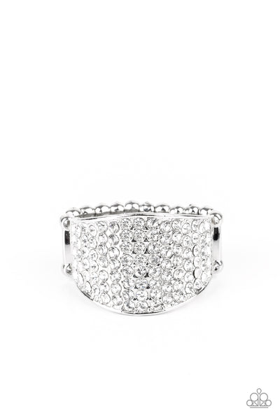 Kaboom! - White rhinestone ring Paparazzi