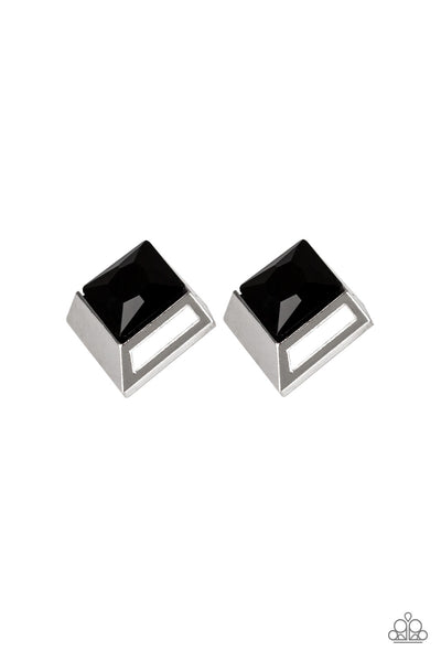 Stellar Square - Black post earrings Paparazzi