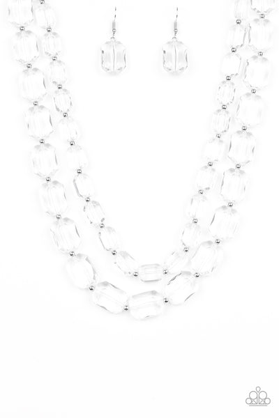 Ice Bank - White necklace Paparazzi