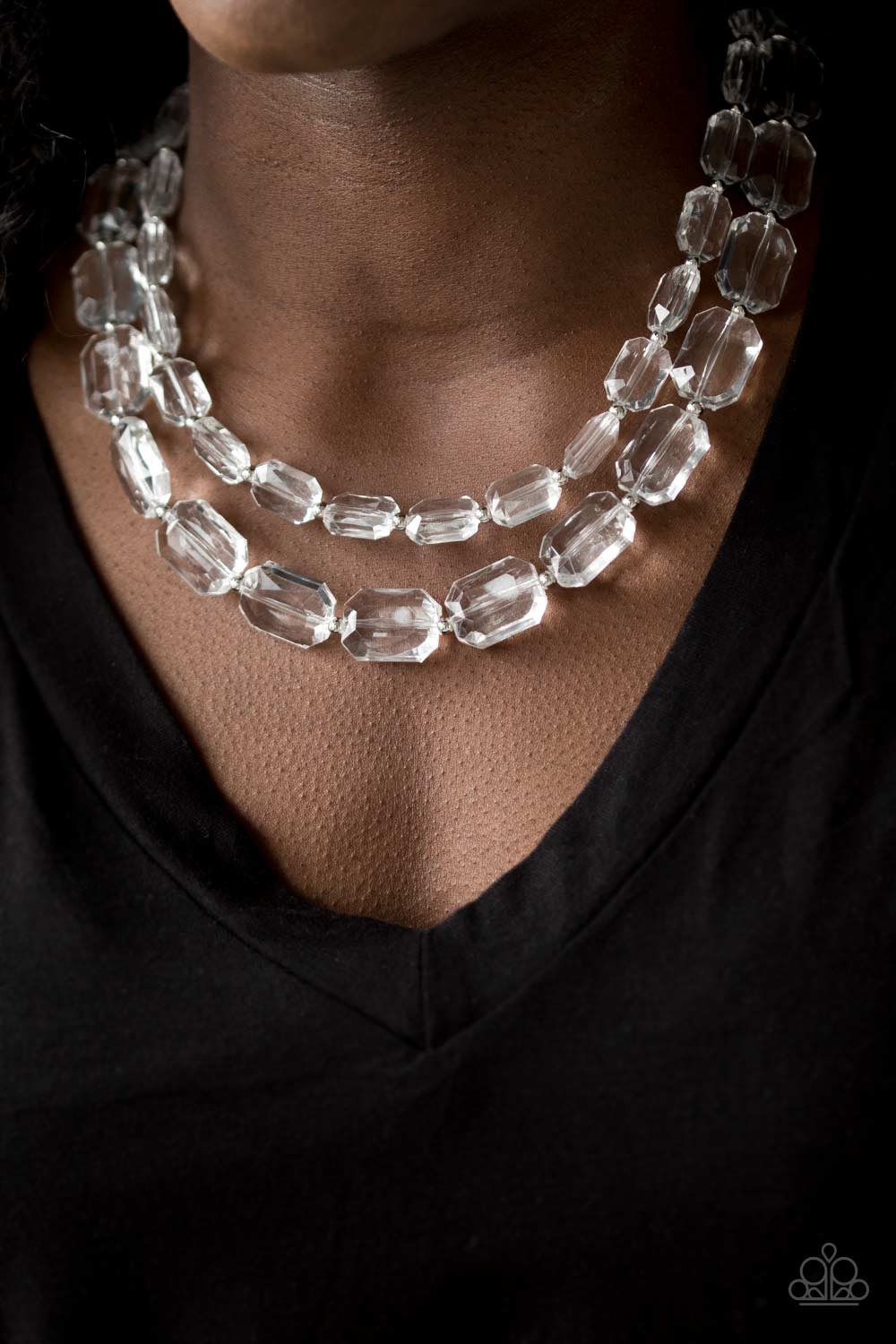 Ice Bank - White necklace Paparazzi