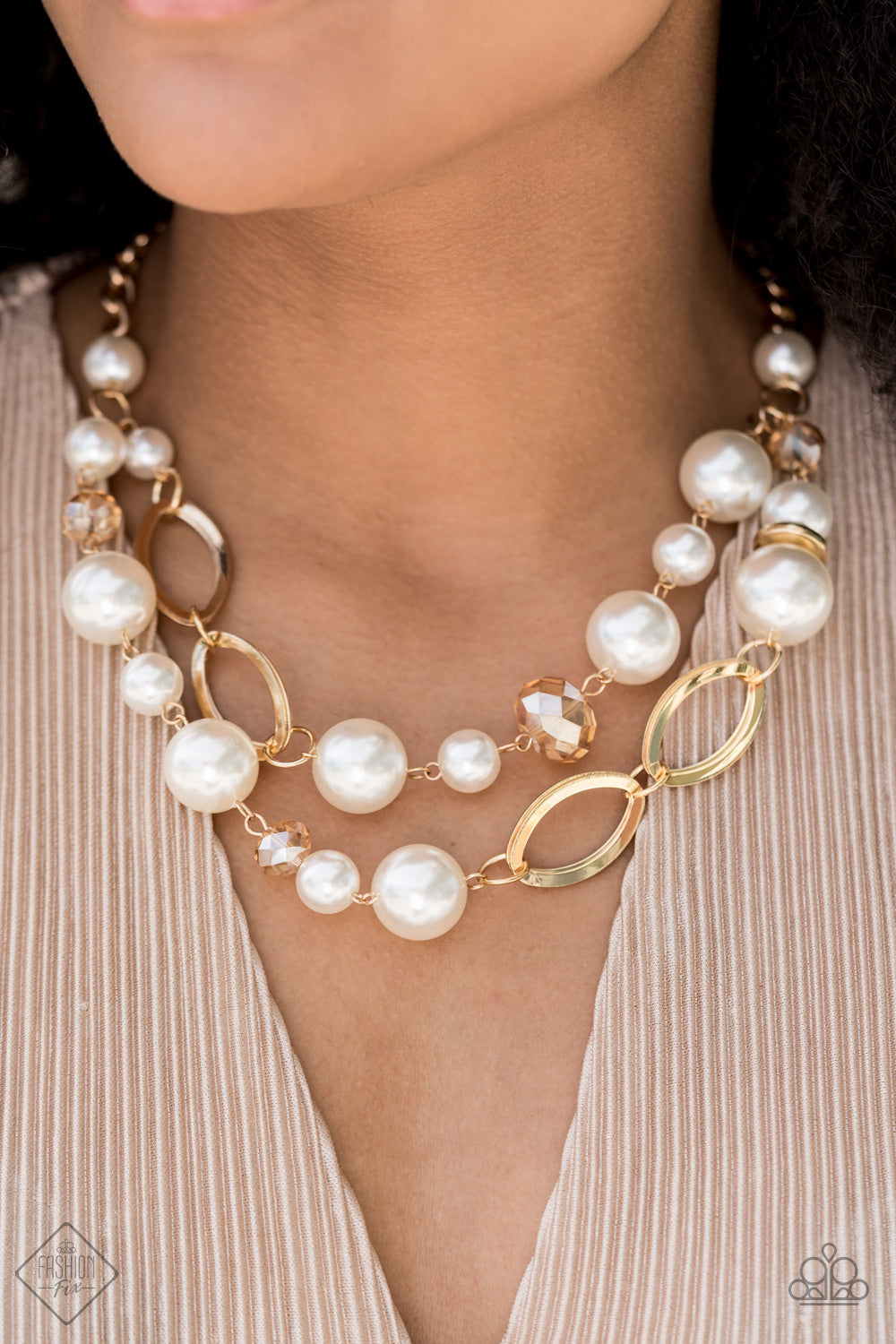 High Roller Status - Gold pearl necklace Paparazzi Accessories