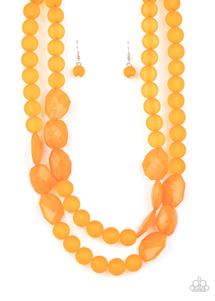 Arctic Art - Orange necklace Paparazzi