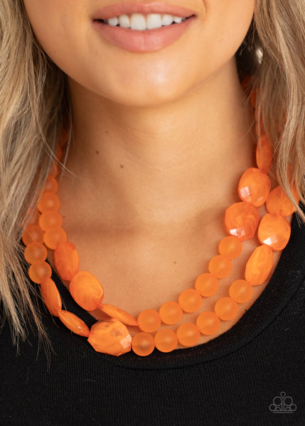 Arctic Art - Orange necklace Paparazzi