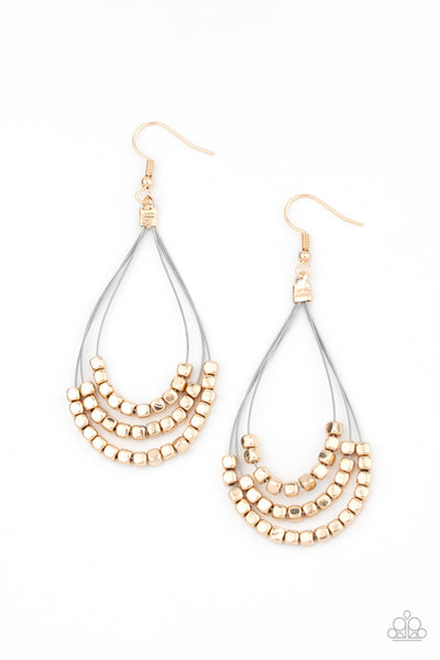 Off The Blocks Shimmer - Gold earrings Paparazzi
