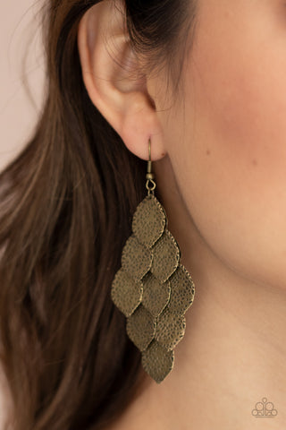 Loud and Leafy - Brass earrings Paparazzi