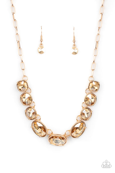 Gorgeously Glacial - Gold necklace Paparazzi