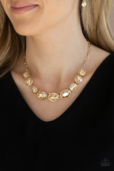 Gorgeously Glacial - Gold necklace Paparazzi