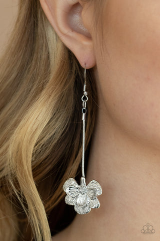 Opulently Orchid - Silver earrings Paparazzi