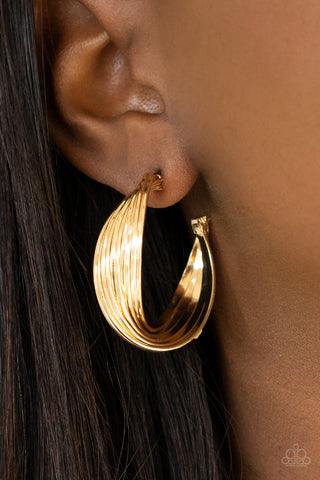 Curves In All The Right Places - Gold earrings Paparazzi