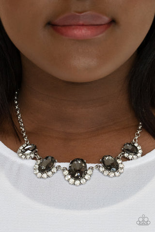 The Queen Demands It - Silver rhinestone necklace Paparazzi