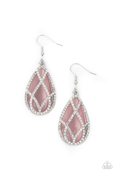 Crawling With Couture - Pink cat'eye earrings Paparazzi