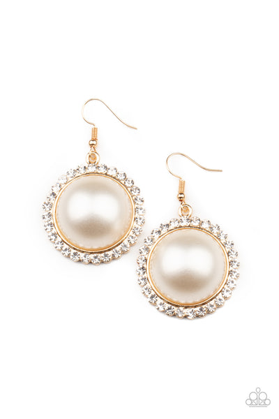 Esteemed Elegance - Gold Pearl earrings Paparazzi