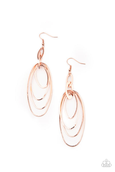 OVAL The Moon - Copper earrings Paparazzi