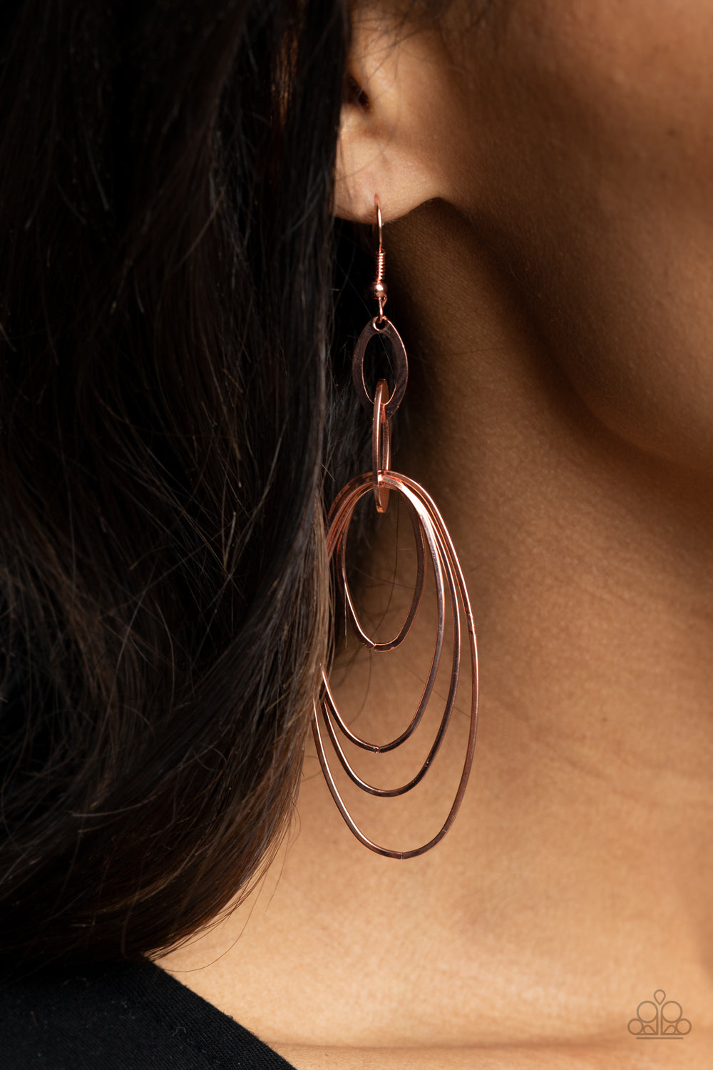 OVAL The Moon - Copper earrings Paparazzi