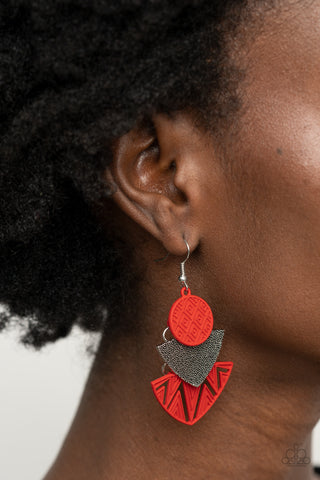 Jurassic Juxtaposition - Red earrings Paparazzi