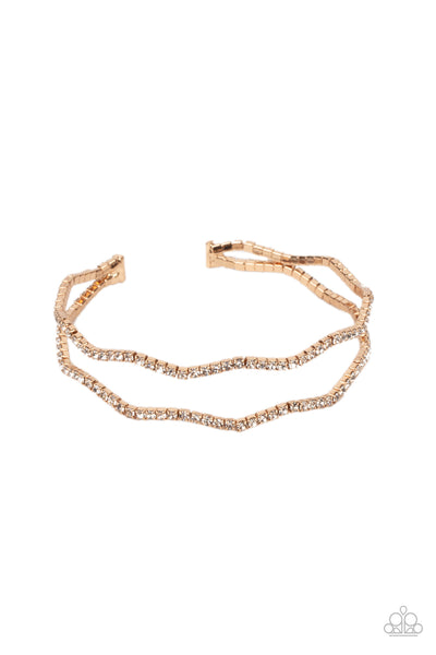 Delicate Dazzle - Gold rhinestone bracelet Paparazzi Accessories