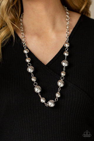 Commanding Composure - Silver beaded necklace Paparazzi