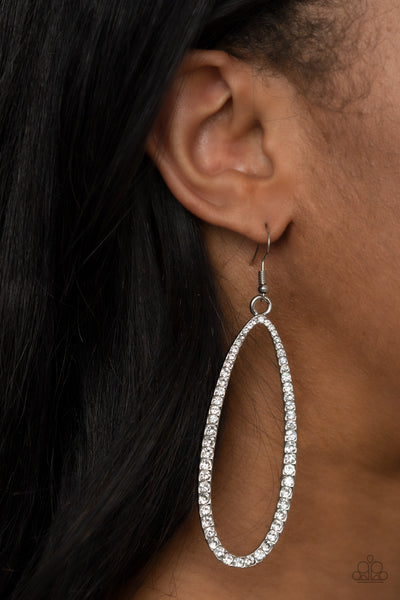 Dazzling Decorum - White rhinestone earrings Paparazzi