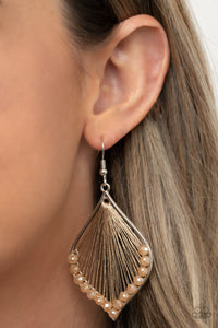 Pulling at My HARP-strings - Brown iridescent earrings Paparazzi