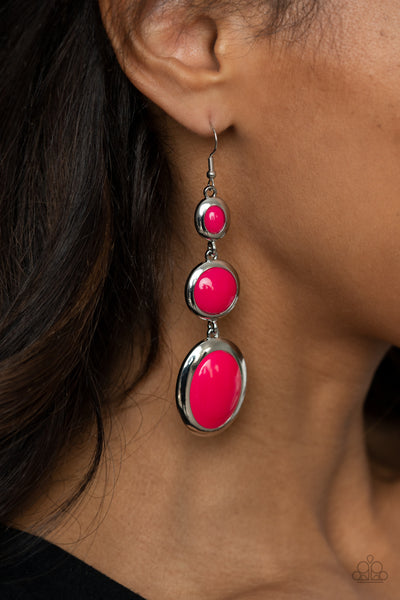 Retro Reality - Pink earrings Paparazzi