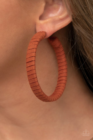 Suede Parade - Orange hoop earrings Paparazzi