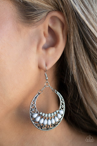 Crescent Couture - White earrings Paparazzi