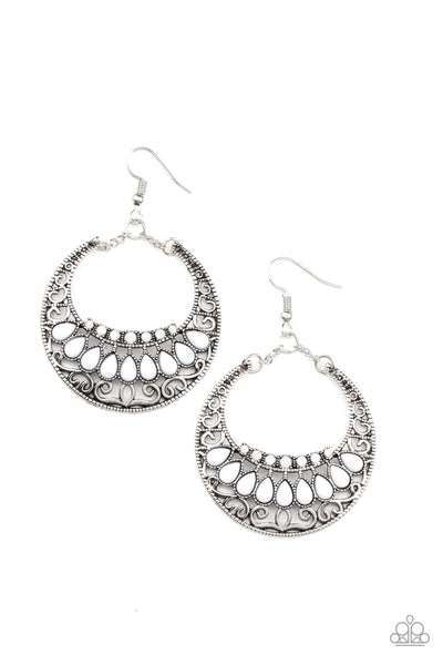 Crescent Couture - White earrings Paparazzi