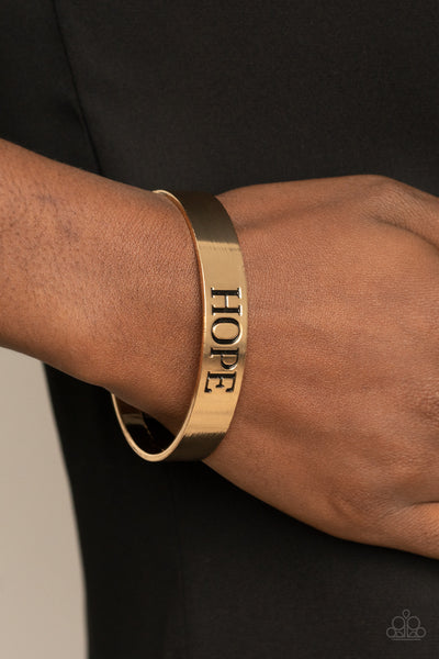 Hope Makes The World Go Round - Gold bracelet Paparazzi Accessories