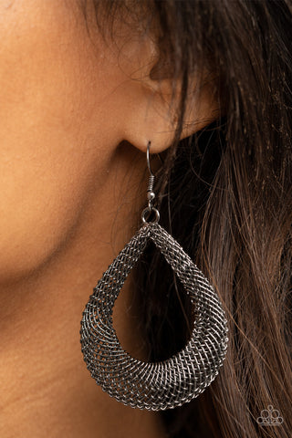 A Hot MESH - Black earrings Paparazzi