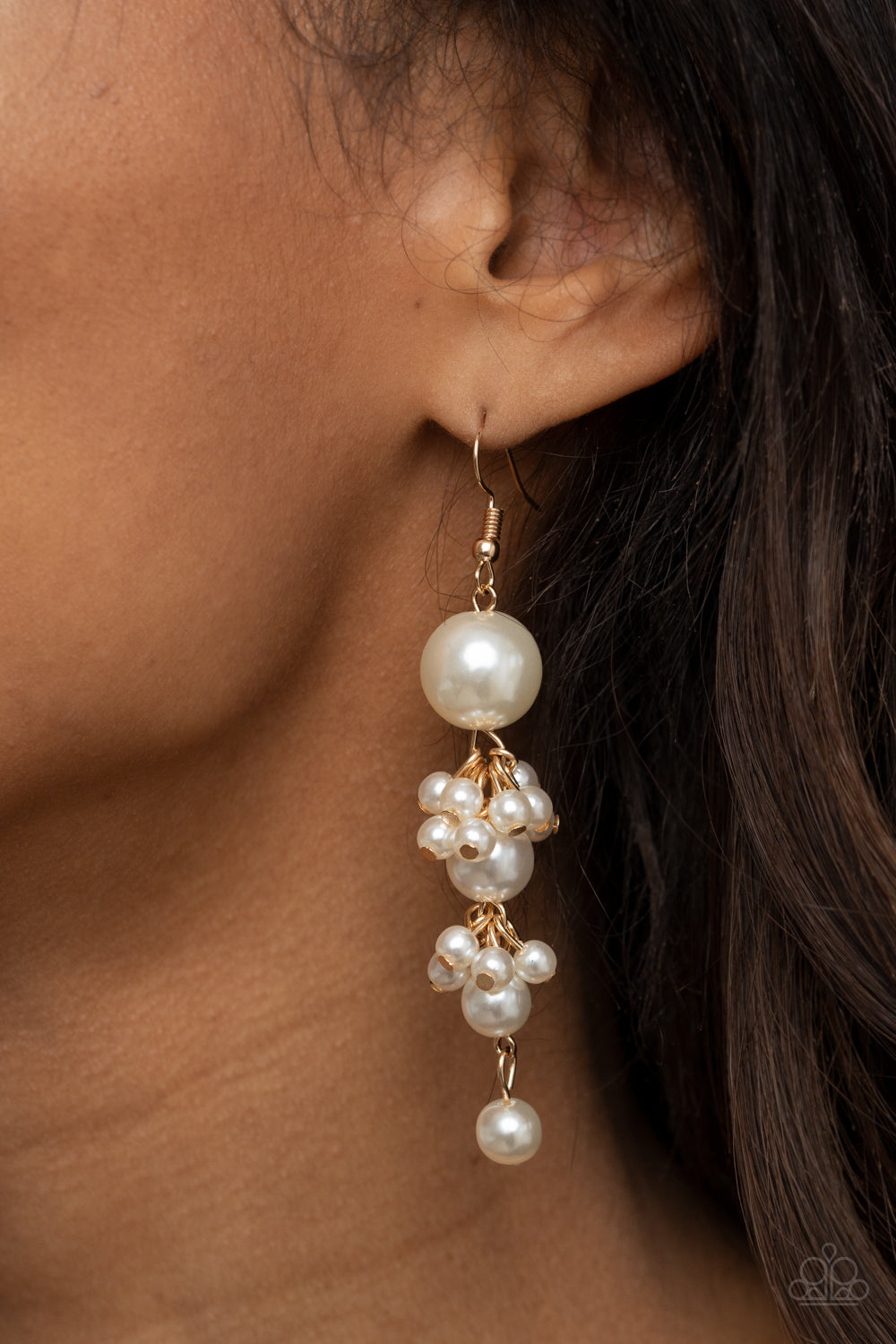 Ageless Applique - Gold pearl earrings Paparazzi