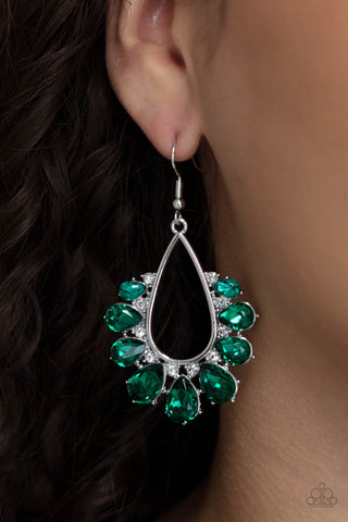 Two Can Play That Game - Green rhinestone earrings Paparazzi