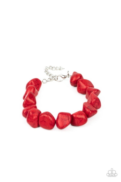 Prehistoric Paradise - Red stone bracelet Paparazzi