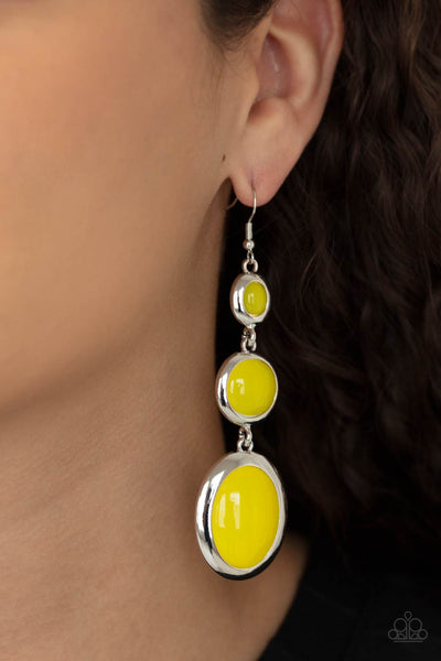 Retro Reality - Yellow earrings Paparazzi