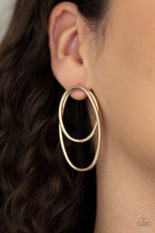 So OVAL-Dramatic - Gold earrings Paparazzi