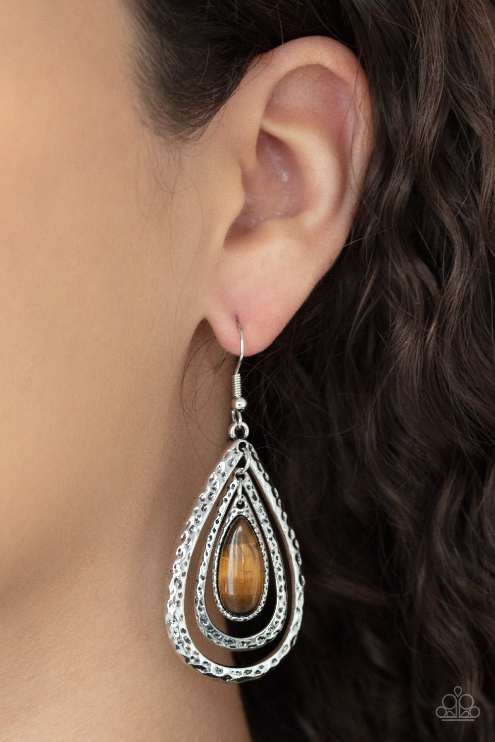 Teardrop Torrent - Brown earrings Paparazzi