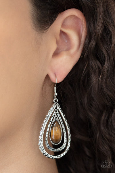 Teardrop Torrent - Brown earrings Paparazzi