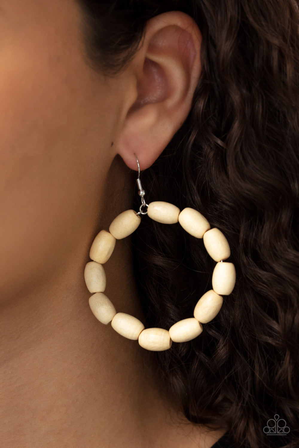 Living The WOOD Life - White earrings Paparazzi Accessories