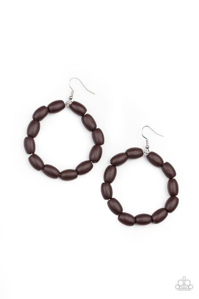 Living The WOOD Life - Brown wooden earrings Paparazzi