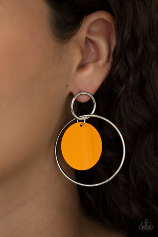 POP, Look, and Listen - Orange earrings Paparazzi