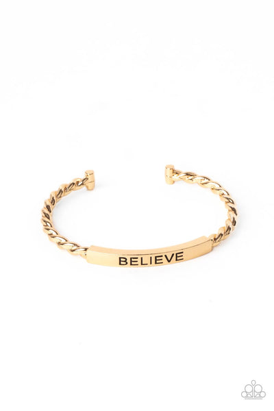 Keep Calm and Believe - Gold bracelet Paparazzi Accessories