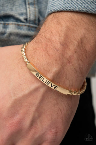 Keep Calm and Believe - Gold bracelet Paparazzi Accessories