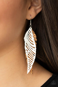 WINGING Off The Hook - White earrings Paparazzi