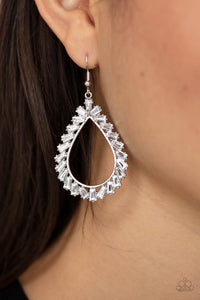 Stay Sharp - White rhinestone earrings Paparazzi