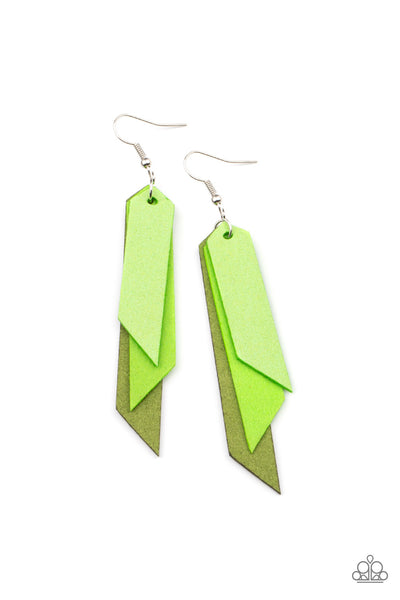 Suede Shade - Green earrings Paparazzi