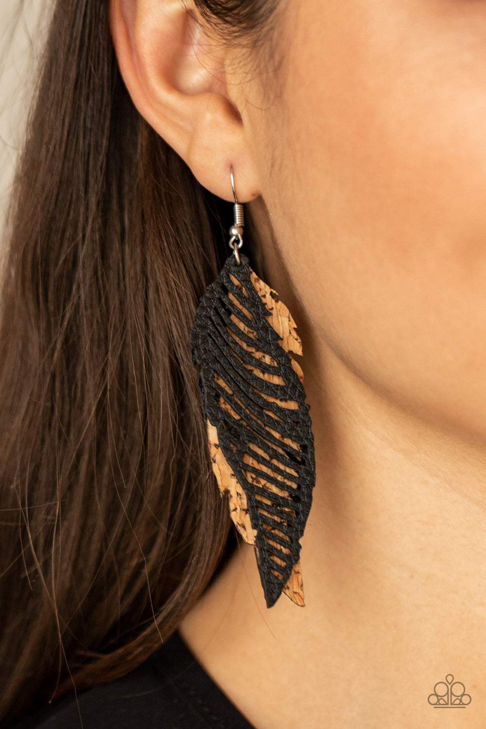 WINGING Off The Hook - Black earrings Paparazzi