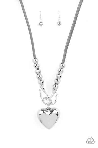 Forbidden Love - Silver heart necklace Paparazzi accessories
