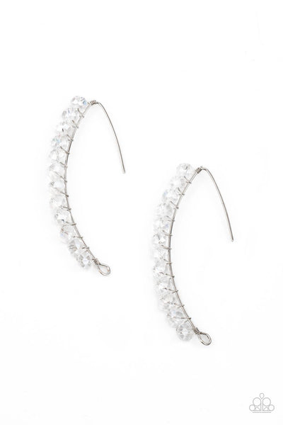 GLOW Hanging Fruit - White rhinestone earrings Paparazzi